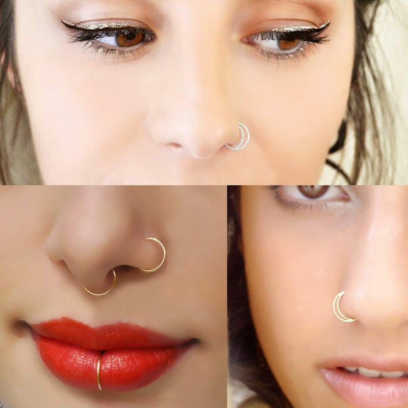 FECTAS Nose Rings Hoops Surgical Steel 20g Gauge 6mm 8mm 10mm 12mm Earrings Piercing Hoops Jewelry for Men Women - Image 4